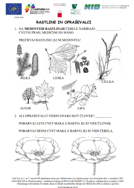 Učni listi za osnovne in srednje šole v Botaničnem vrtu