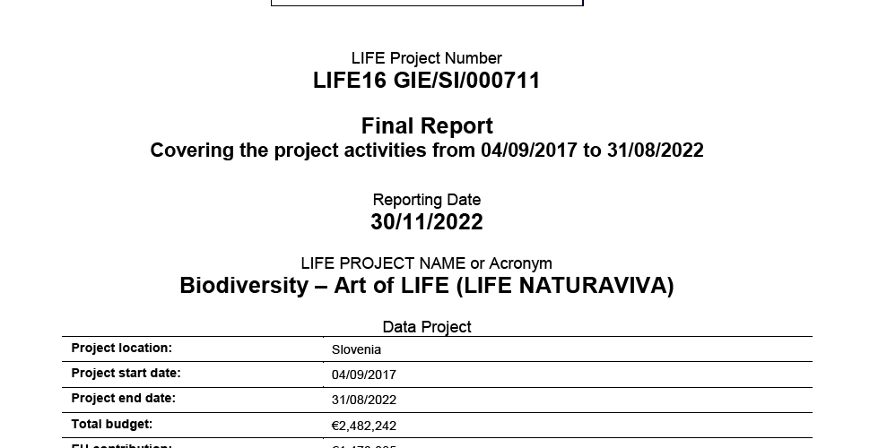 Končno poročilo projekta LIFE Naturaviva