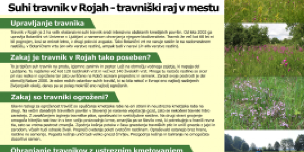 Informativne table na travniku v Rojah